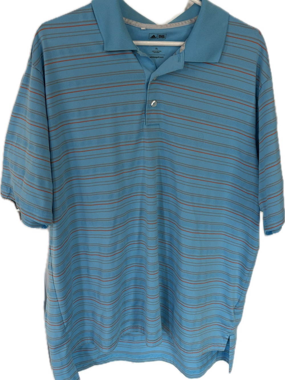 adidas Clima Cool Blue Striped Golf Polo Shirt